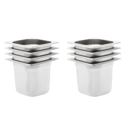 Recipientes gastronorm 8 pcs gn 1/6 150 mm aço inoxidável