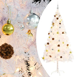 Árvore de natal artificial pré-iluminada enfeites 180cm branco