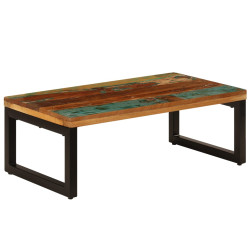 Mesa de centro 100x50x35 cm madeira recuperada maciça e aço