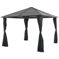 Gazebo com cortinas alumínio 3x3 m preto