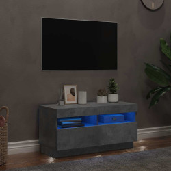 Móvel de TV com luzes LED 80x35x40 cm cinzento cimento