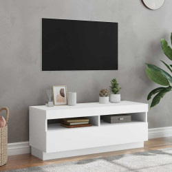 Móvel de TV com luzes LED 100x35x40 cm branco