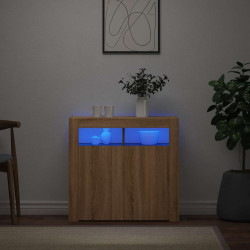 Aparador com luzes LED 80x35x75 cm carvalho sonoma