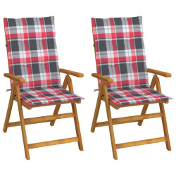 Cadeiras jardim reclináveis c/ almofadões 2 pcs acácia maciça