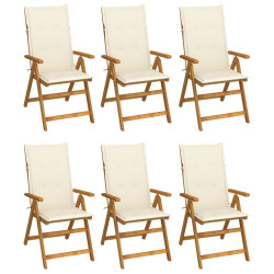Cadeiras de jardim dobráveis c/ almofadões 6 pcs acácia maciça