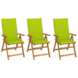 Cadeiras de jardim dobráveis c/ almofadões 3 pcs acácia maciça