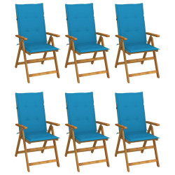 Cadeiras de jardim dobráveis c/ almofadões 6 pcs acácia maciça