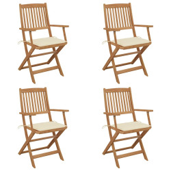 Cadeiras de jardim dobráveis c/ almofadões 4 pcs acácia maciça