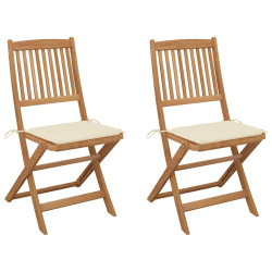 Cadeiras de jardim dobráveis c/ almofadões 2 pcs acácia maciça
