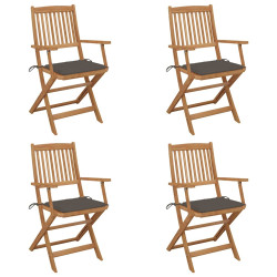 Cadeiras de jardim dobráveis c/ almofadões 4 pcs acácia maciça