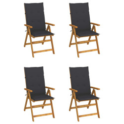 Cadeiras jardim reclináveis c/ almofadões 4 pcs acácia maciça