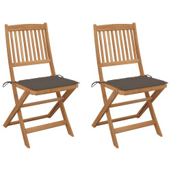 Cadeiras de jardim dobráveis c/ almofadões 2 pcs acácia maciça
