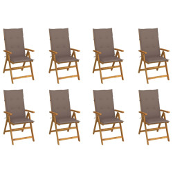 Cadeiras de jardim dobráveis c/ almofadões 8 pcs acácia maciça