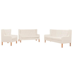 Conjunto de sofás 3 pcs tecido branco nata