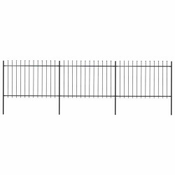 Cerca de jardim com topo em forma de lança em aço 504x120 cm, preta