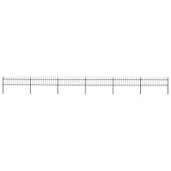 Cerca de jardim com topo em forma de lança em aço 1005x60 cm, preta
