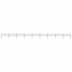 Cerca de jardim com topo em forma de lança em aço 1506x60 cm, preta
