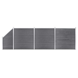 Painel vedação wpc 3 quadrados + 1 inclinado 619x186cm cinzento