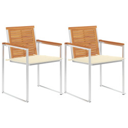 Cadeiras de jardim com almofadões 2 pcs acácia maciça e aço