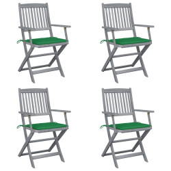 Cadeiras exterior dobráveis c/ almofadões 4 pcs acácia maciça