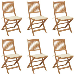 Cadeiras de jardim dobráveis c/ almofadões 6 pcs acácia maciça