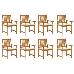 Cadeiras de jardim com almofadões 8 pcs acácia maciça
