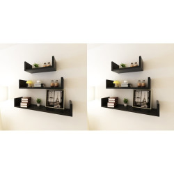 Prateleiras de parede 6 pcs preto