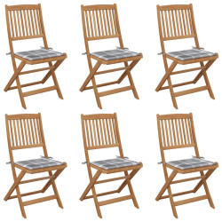 Cadeiras de jardim dobráveis c/ almofadões 6 pcs acácia maciça