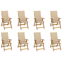 Cadeiras de jardim dobráveis c/ almofadões 8 pcs acácia maciça