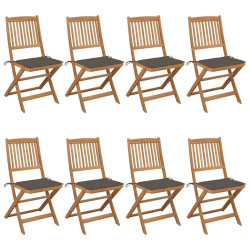Cadeiras de jardim dobráveis 8 pcs c/ almofadões acácia maciça