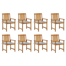 Cadeiras de jardim com almofadões 8 pcs acácia maciça