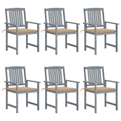 Cadeiras de jardim c/ almofadões 6 pcs acácia maciça cinzento