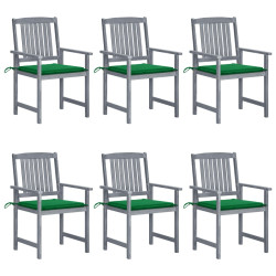 Cadeiras de jardim c/ almofadões 6 pcs acácia maciça cinzento
