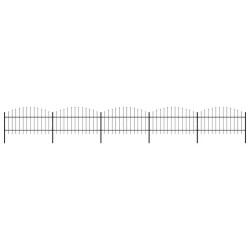 Cerca de jardim com topo em forma de lança em aço 838x125 cm, preta