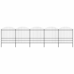 Cerca de jardim com topo em forma de lança em aço 838x200 cm, preta