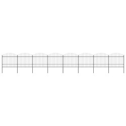Cerca de jardim com topo em forma de lança em aço 1339x175 cm, preta