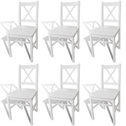 Cadeiras de jantar 6 pcs madeira de pinho branco