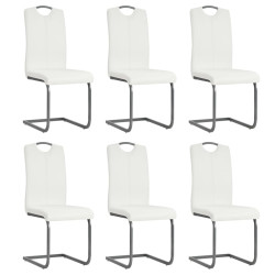 Cadeiras de jantar cantilever 6 pcs couro artificial branco