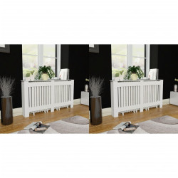 Coberturas de radiador 2 pcs derivados madeira 152 cm branco