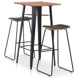 3 Pcs conjunto de bar em aço preto