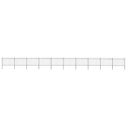 Cerca de jardim com topo em forma de lança em aço 1673x120 cm, preta