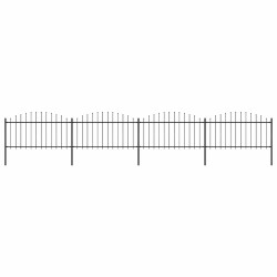 Cerca de jardim com topo em forma de lança em aço 671x150 cm, preta