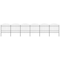 Cerca de jardim com topo em forma de lança em aço 1005x175 cm, preta