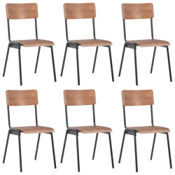 Cadeiras de jantar 6 pcs contraplacado castanho
