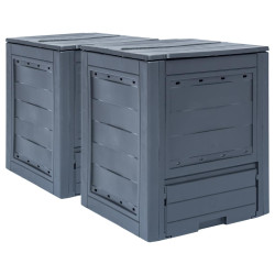 Compostores de jardim 2 pcs 60x60x73 cm 520 l cinzento