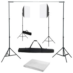 Kit de estúdio fotográfico com softbox de iluminação e fundo