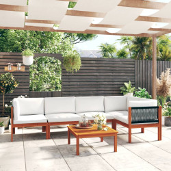Conjunto de 6 peças para jardim com almofadas, creme, 63x63 cm