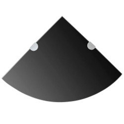 Prateleiras canto 2 pcs suportes cromados 25x25cm vidro preto