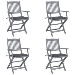 Cadeiras exterior dobráveis c/ almofadões 4 pcs acácia maciça