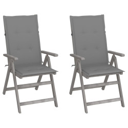 Cadeiras jardim reclináveis c/ almofadões 2 pcs acácia maciça